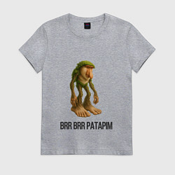 Футболка хлопковая женская Brr Brr Patapim Brainrot, цвет: меланж