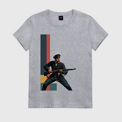 Футболка хлопковая женская Поп-арт, белогвардеец, цвет: меланж