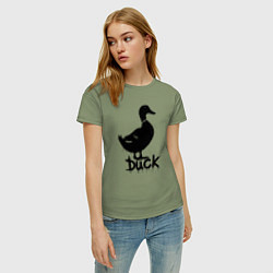 Футболка хлопковая женская Граффити утка, цвет: авокадо — фото 2