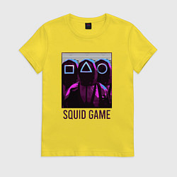 Футболка хлопковая женская Squid game shadows, цвет: желтый