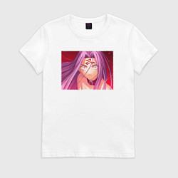 Футболка хлопковая женская Окаменяющий взгляд Райдер Fate, цвет: белый