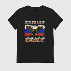 Футболка хлопковая женская Russian eagle, цвет: черный