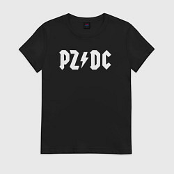 Футболка хлопковая женская PZ DC - AC DC, цвет: черный