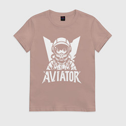 Футболка хлопковая женская Авиатор аниме, цвет: пыльно-розовый