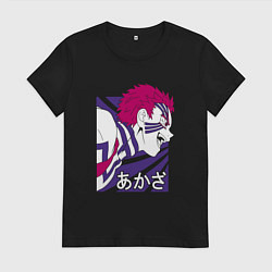 Футболка хлопковая женская Клинок, рассекающий демонов Аказа, цвет: черный