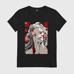 Футболка хлопковая женская Клинок, рассекающий демонов Даки, цвет: черный