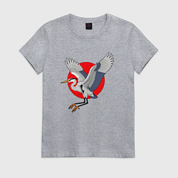 Футболка хлопковая женская Цапля на закате, цвет: меланж