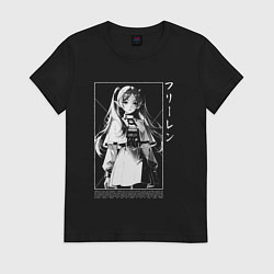 Футболка хлопковая женская Фрирен - old poster, цвет: черный