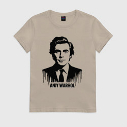 Женская футболка Портрет Энди Уорхола в каплях краски
