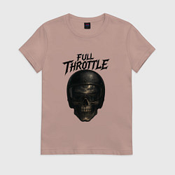 Футболка хлопковая женская Full throttle Череп мотоциклиста, цвет: пыльно-розовый