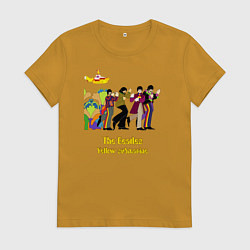 Футболка хлопковая женская The Beatles flowers, цвет: горчичный