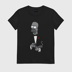Футболка хлопковая женская Homer godfather, цвет: черный