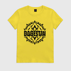 Футболка хлопковая женская Дагестан орнамент, цвет: желтый