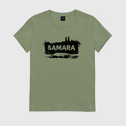 Футболка хлопковая женская Самара в стиле граффити, цвет: авокадо