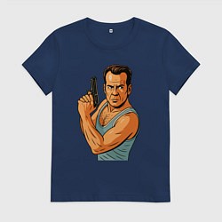 Футболка хлопковая женская Брюс Уиллис, цвет: тёмно-синий