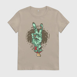 Женская футболка Рука зомби жест V