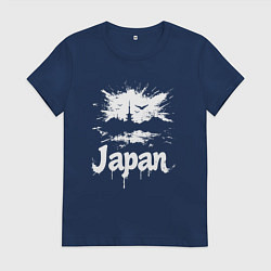 Футболка хлопковая женская Япония в граффити-стиле, цвет: тёмно-синий