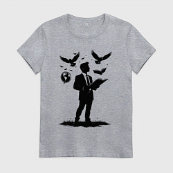 Футболка хлопковая женская Учитель с символами, цвет: меланж