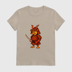 Футболка хлопковая женская Утёнок-самурай, цвет: миндальный