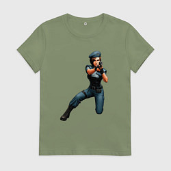 Футболка хлопковая женская Джилл Валентайн Resident Evil, цвет: авокадо