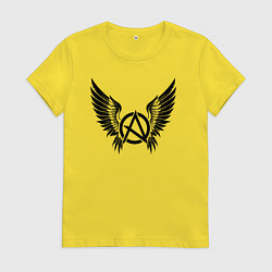 Футболка хлопковая женская Крылатая буква а, цвет: желтый