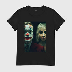 Футболка хлопковая женская Джокер и Харли Квинн, цвет: черный