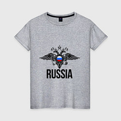 Футболка хлопковая женская Russia, цвет: меланж