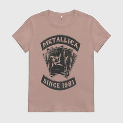 Футболка хлопковая женская Metallica: since 1981, цвет: пыльно-розовый