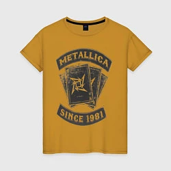 Футболка хлопковая женская Metallica: since 1981, цвет: горчичный