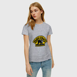 Футболка хлопковая женская HC Boston Bruins Label, цвет: меланж — фото 2