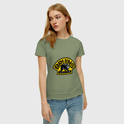 Футболка хлопковая женская HC Boston Bruins Label, цвет: авокадо — фото 2