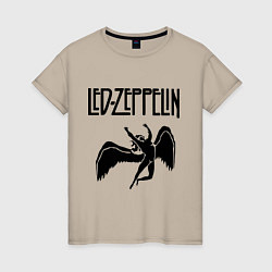 Футболка хлопковая женская Led Zeppelin, цвет: миндальный