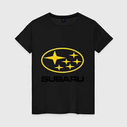 Футболка хлопковая женская Subaru Logo, цвет: черный
