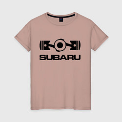 Футболка хлопковая женская Subaru, цвет: пыльно-розовый