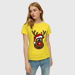 Футболка хлопковая женская Рождественский олень, цвет: желтый — фото 2