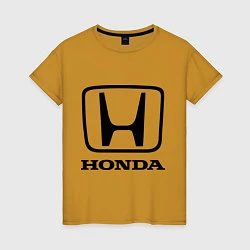 Футболка хлопковая женская Honda logo, цвет: горчичный