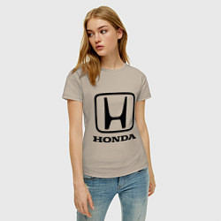 Футболка хлопковая женская Honda logo, цвет: миндальный — фото 2