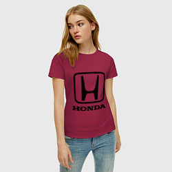 Футболка хлопковая женская Honda logo, цвет: маджента — фото 2