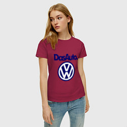 Футболка хлопковая женская Volkswagen Das Auto, цвет: маджента — фото 2