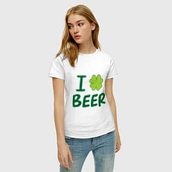 Футболка хлопковая женская Love beer, цвет: белый — фото 2