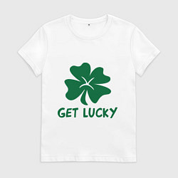 Футболка хлопковая женская Get lucky, цвет: белый
