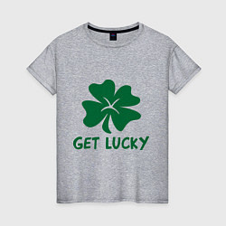 Футболка хлопковая женская Get lucky, цвет: меланж