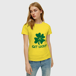 Футболка хлопковая женская Get lucky, цвет: желтый — фото 2
