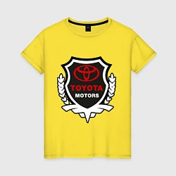 Футболка хлопковая женская Тойота моторс герб, цвет: желтый