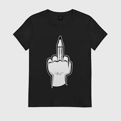 Футболка хлопковая женская Fuck pencil, цвет: черный