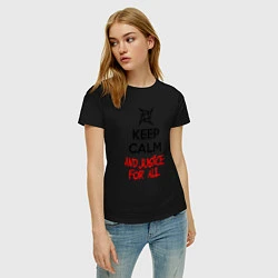 Футболка хлопковая женская Keep Calm & Justice For All, цвет: черный — фото 2