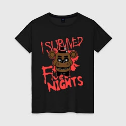 Футболка хлопковая женская I Survived Five Night, цвет: черный