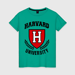 Футболка хлопковая женская Harvard University, цвет: зеленый