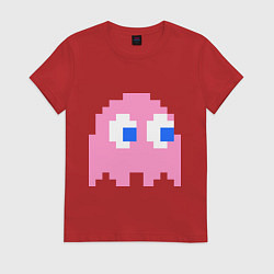 Футболка хлопковая женская Pac-Man: Pinky, цвет: красный