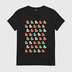 Футболка хлопковая женская Утки, цвет: черный